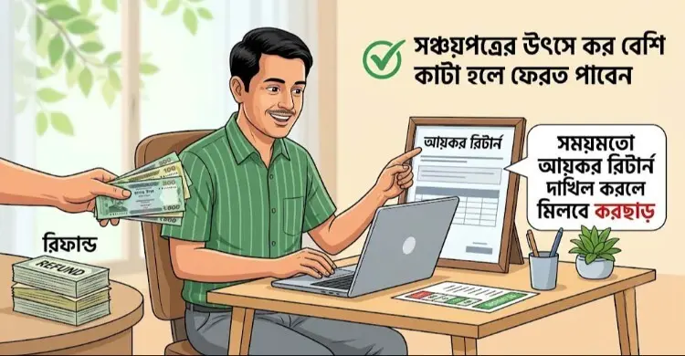 সঞ্চয়পত্রে উৎসে কর বেশি কাটলে ফেরত পাবেন গ্রাহক, রিটার্নেও মিলবে করছাড়